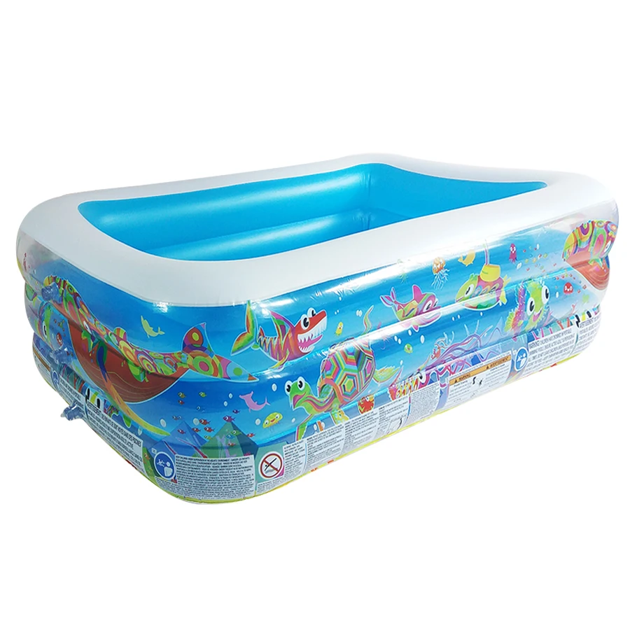 High Quality large size 125x98x36CM Plastic Inflatable Square Blue underwater world pattern swimming pool Ocean ball pool