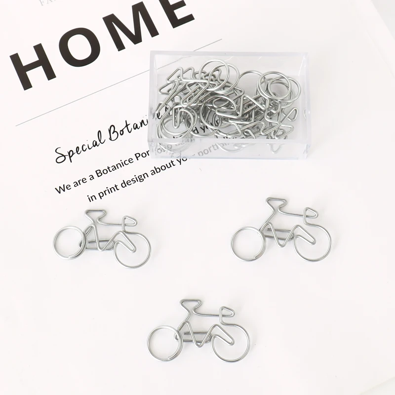 TUTU 10Pcs Cute Decorative Bicycle Shaped Paper Clips Scrapbook Memo Clip Metal Binder Paperclips Bookmark Stationery H0318