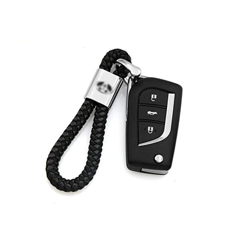 

Car Logo Emblem Key Chain Key Ring Metal Alloy BV Calf Style Black Leather Gift Decoration Accessories (Toyota) YSS-0528