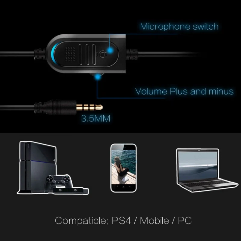 Наушники-вкладыши 3,5 мм игровая гарнитура повязка Игры наушники и наушники С микрофоном для портативных ПК/PS4