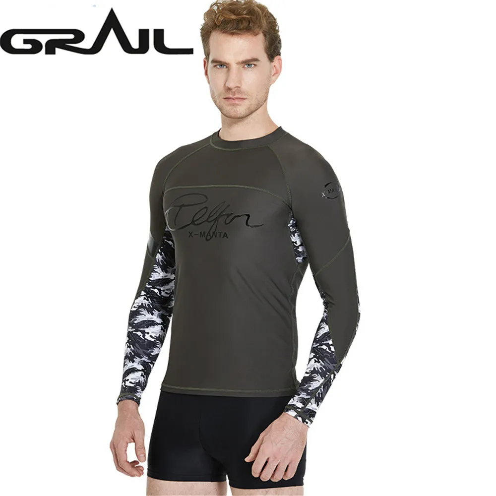 Для мужчин с Длинными Рукавами Rashguard Surf Купальники для малышек предотвратить Медузы быстрое высыхание Предохранители сыпи спорта людей Anti UV пляжное Дайвинг УФ футболка ls-18626