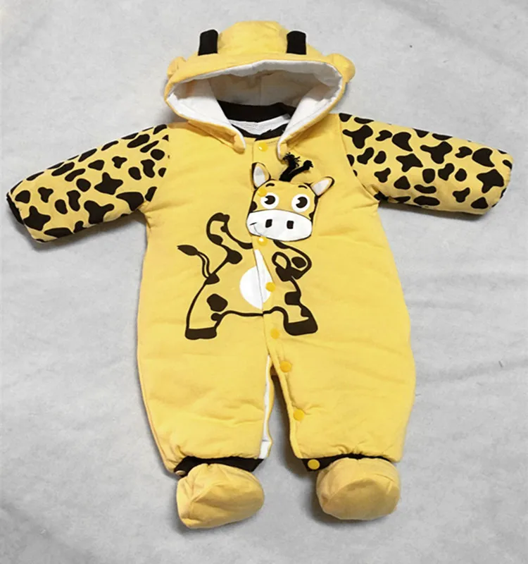 Inverno do Bebê Bonito dos Desenhos Grossa com Capuz 0 9months e outono Meninas Meninos Macacão Animados Quente Macacões Recém nascidos Roupas Infantis Roupas Bc1225 9 dos desenhos animados bonito grosso quente com