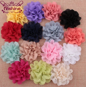 

Nishine 120pcs Hair Flowers for DIY Kids' Headband Fabric Chiffon Mesh Flower Girls Hair Band Accessories