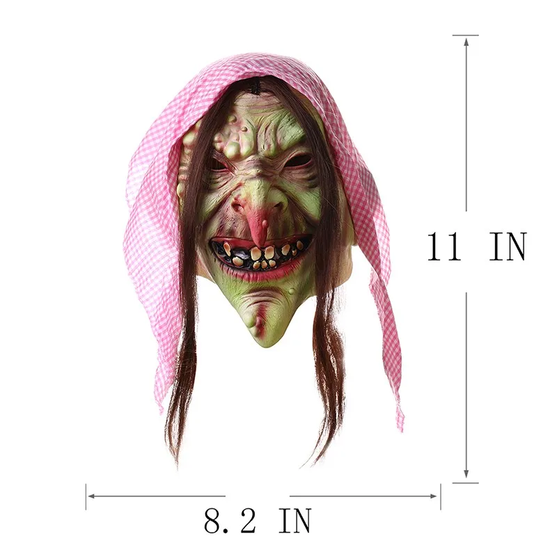 Full Face Scary Scarf Wrinkles Old Witch Latex Female Mask Horror Masquerade Adult Ghost Halloween Props Costumes Fancy Dress (11)
