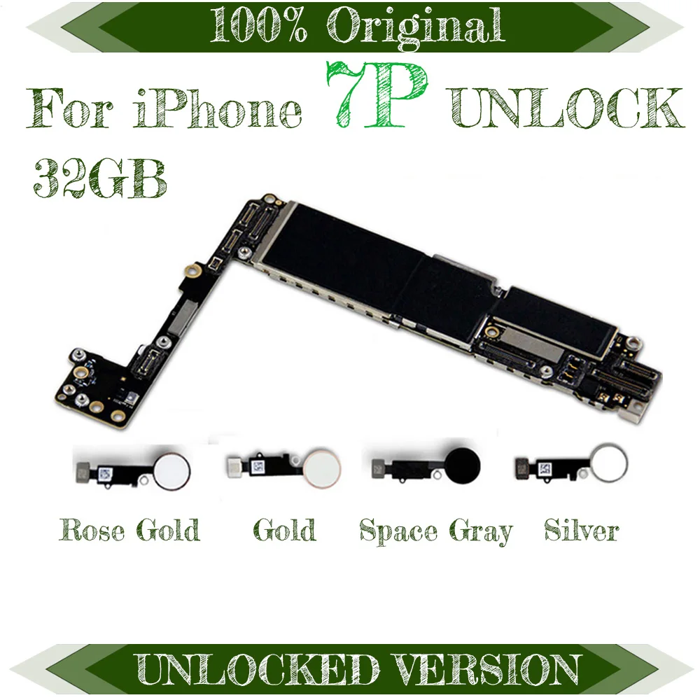 

for iPhone 7 plus Motherboard 32gb with IOS Original 100% Clean iCloud Unlocked for iphone 7 5.5 inch Mainboard with Chips