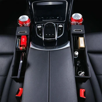 

Car Storage Box Mounted Slot Convenient Multi-Function Leather Quilted Cup Phone Holder Car Seat Sewing Decor Accessories