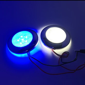 

6 LED 12V Marine Yacht Boat Round Lamp Stainless Steel Transom Lighting Blue/White Dome Light RV Accessories