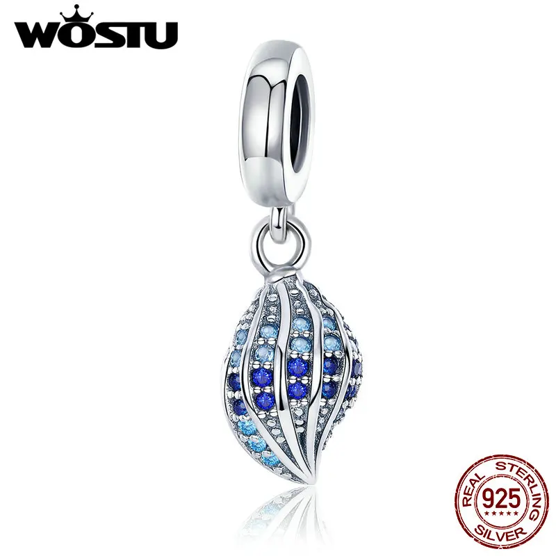 

WOSTU 2019 New 925 Sterling Silver Conch Sea Snail Dangle Charm Fit Original DIY Beads Bracelet Lucky Brand Jewelry Gift CQC707