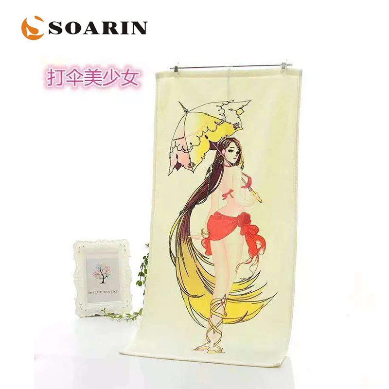 

SOARIN 100% Cotton Towel Print Handdoek Anime Towel Summer Shower Cartoon Quick Dry Hair Towel Handdoek Havlu Toalha Strandlaken