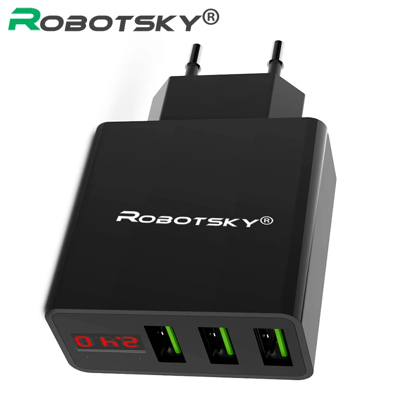 

Max 2.4A 3 Port USB Phone Charger LED Display Fast Charging Mobile Wall Charger For iPhone Samsung XIAOMI Huawei OnePlus 5