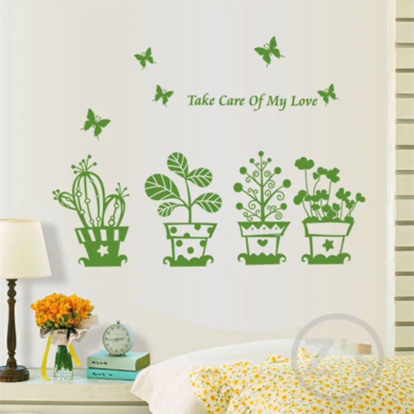 50 x 85 cm Pot Flowers Plant Wall Sticker Children Home Decor Cartoon Decal for Kids Room Baby Mural Nursery AY6040 | Дом и сад