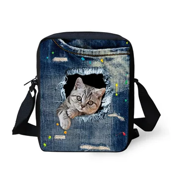 

THIKIN Denim Cat Print Mini Crossbody Bags for Women,Kawaii Small Woman Messenger Bags,Ladies Girls Kids Shoulder Cross Body Bag