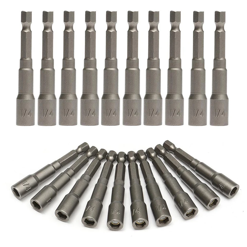 

10pcs High Quality 1/4'' Hex Magnetic Nut Driver Set Socket Power Drill Bits Holder Setter For Power Tool