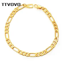 TTVOVO цепи Браслеты для Для женщин Для мужчин золото тон кубинский панцирного плетения Фигаро змея цепи Для мужчин браслет цепочка на руку браслет ювелирное изделие подарок