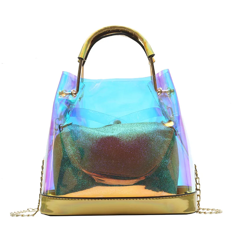 

2019 Fashion Laser Transparent PVC Shoulder Crossbody Bags for Women Handbags Ladies Beach Messenger bag Female Totes Purse