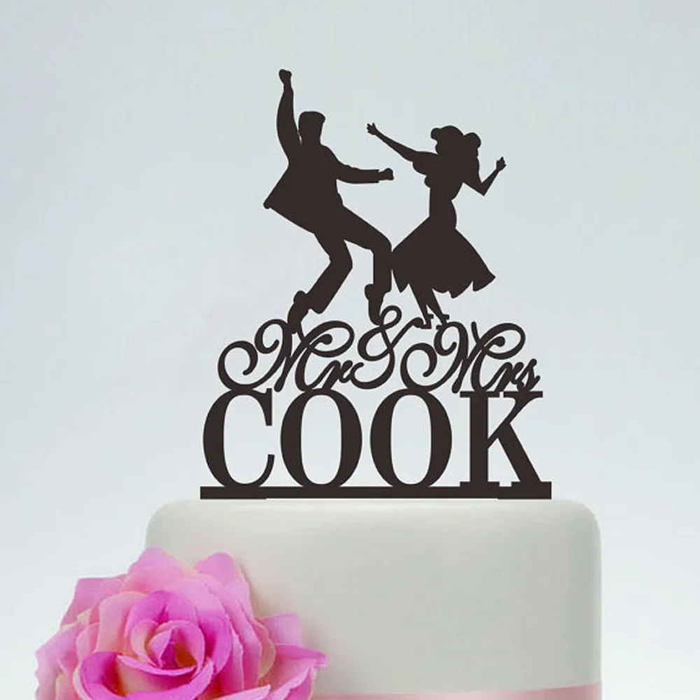 Personalized Funny Bride and Groom wedding Cake Topper Mr and Mrs Cake Topper With Last Name,Custom Dancing Wedding Cake Topper
