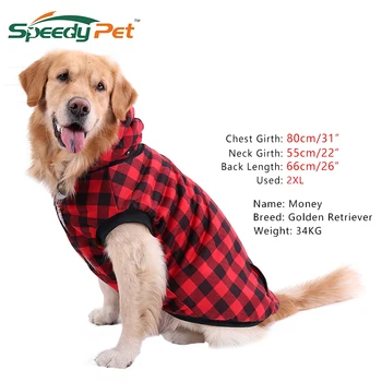 

Pet Winter Warm Cloth Buckle Fashion Reversible Dog Jacket Designer Warm Plaid Dog Coat Pet Clothes Elastic Big Dog Coat