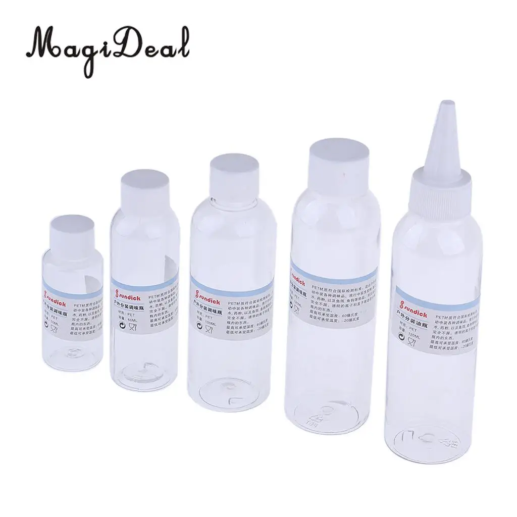 5Pcs Lightweight Portable Spice Jar Pepper Salt Sugar Shaker Bottle for Home, Kitchen, Outdoor Camping, Hiking, Fishing, BBQ