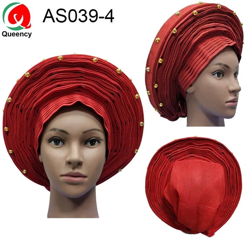 DHL- Африканский уже сделанный головной убор авто-геле головной убор для дам свадебные и вечерние AS039 - Цвет: AS039-4