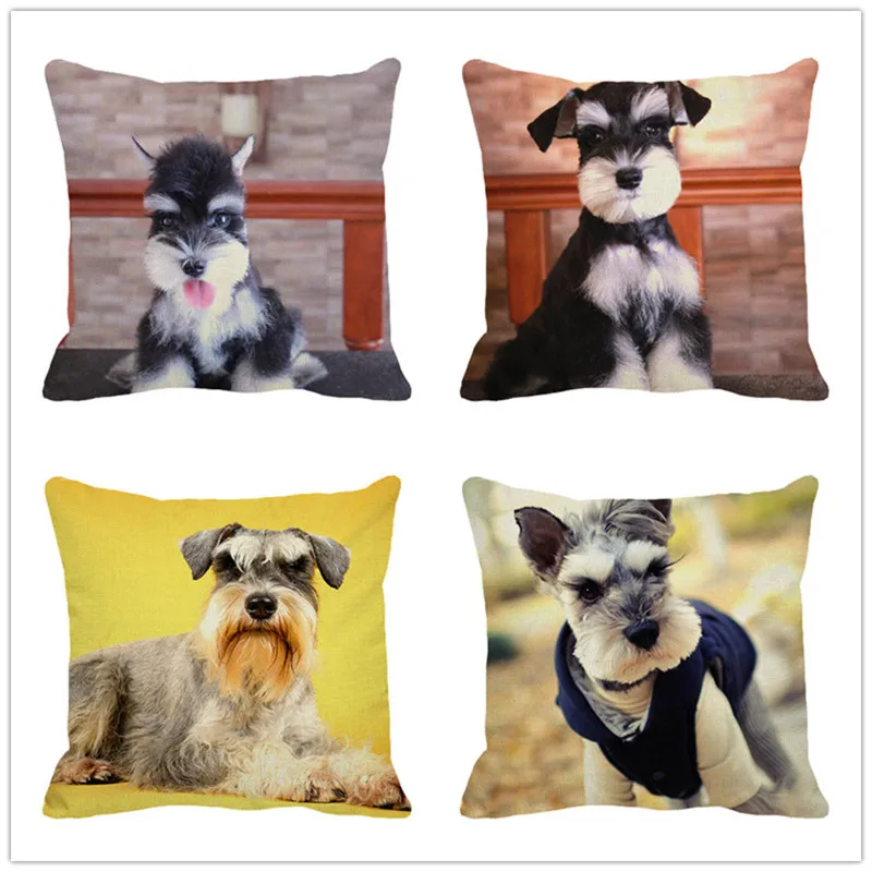 XUNYU милые Чехлы для подушек с животными Schnauzer 45*45 см квадратный чехол подушки