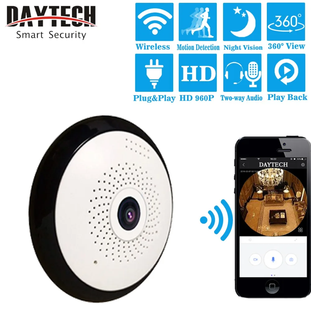 DAYTECH WiFi IP камера беспроводная панорамная наблюдения HD960P 360 градусов рыбий глаз