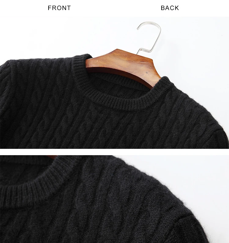Высокое качество кашемировый свитер мужские свитера толстый кабель трикотажные свитера белый o-образный вырез большой размер бренд зимний Повседневный джемпер