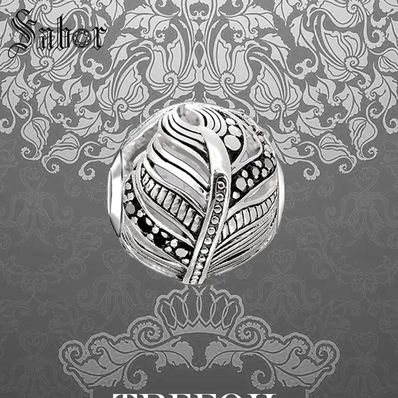 

thomas DIY Beads Black Feather Bead Fashion Silver Jewelry Gift Women Men Boy Girl Fit Bracelets Necklace Choker 2019 New mens