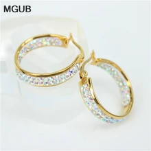 MGUB новинка нержавеющая сталь внутренние и внешние кольца классические ювелирные изделия хрустальные серьги Популярные выдающиеся женские LH129