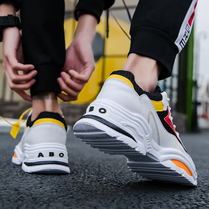 Ins Ulzzgang Hot Sale 2019 Fashion Comfortable Breathable Mens Shoes Casual Autumn Winter Lace-Up Light Sneakers Black Red White
