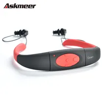 New Askmeer 3M Waterproof Sport Stereo 4GB MP3 Player Headset with FM Radio Rechargeable Mp3 Music