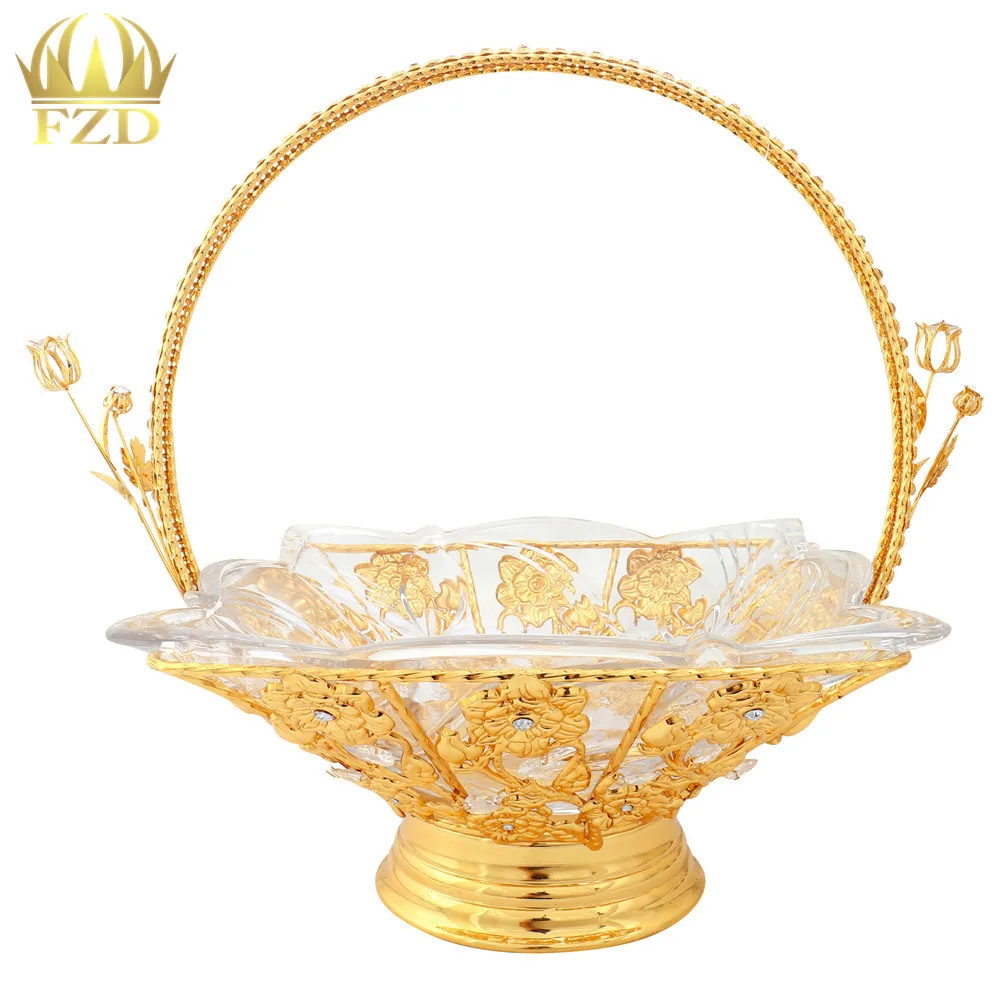 (4Pieces) Wholesale Gold Compote Glass Bowls Plate and Vintage Metal