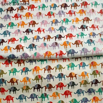 

100% Cotton Twill WHITE BEIGE Cartoon Color Little Elephant Fabrics for DIY Bedding Apparel Cushion Sheet Handwork Home Decor