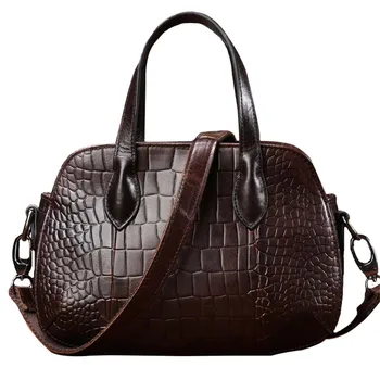 

luxury Genuine Leather handbags women bags designer vintage female Top-handle Bag Fashion crocodile pattern 2018 bolsos de mujer