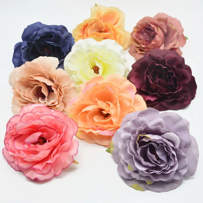 

5pcs 10cm cheap big simulation rose Artificial Flowers heads for Home Wedding Party Decoration DIY cap background craft Supplies