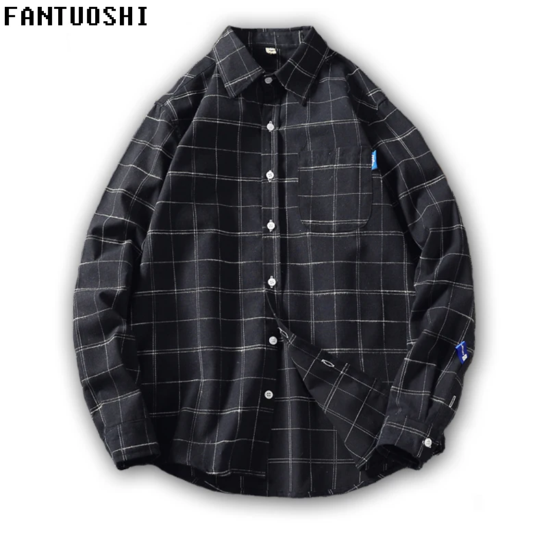 

Hot sale men's shirt slim fit cotton Long sleeve 2019 New Casual Plaid Shirt fashion Men's single-breasted top plus size 5XL