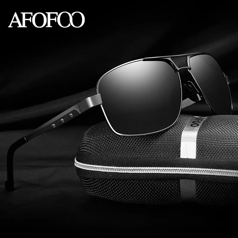 AFOFOO Men's HD Polarized Sunglasses Brand Design Square Men Driving