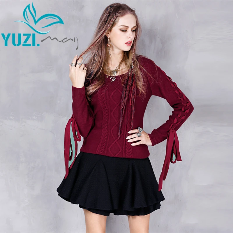 Свитер женский 2017 Yuzi. maye Boho Новый хлопковый шерстяной пуловер с длинными рукавами