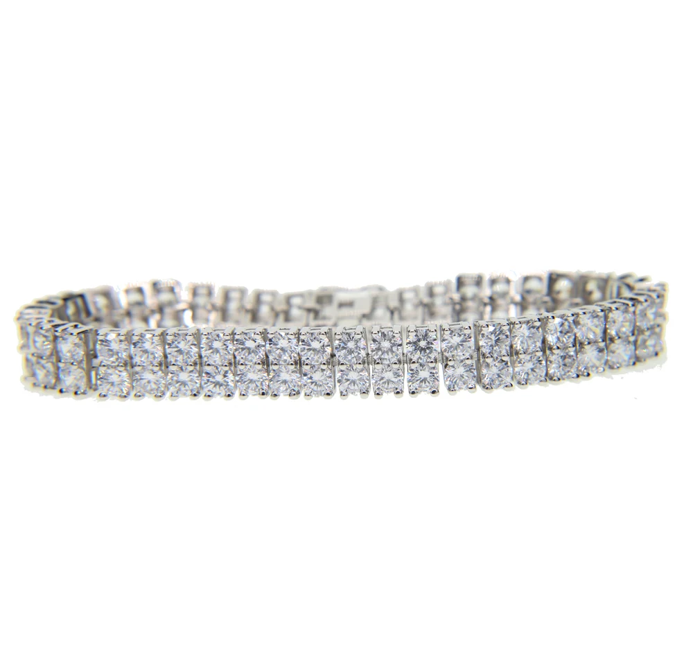 Шарм AAA+ Круглый Кубический цирконий bling sparking CZ Роскошный мужской свадебный подарок хип-хоп двойной необработанный cz Теннисный браслет