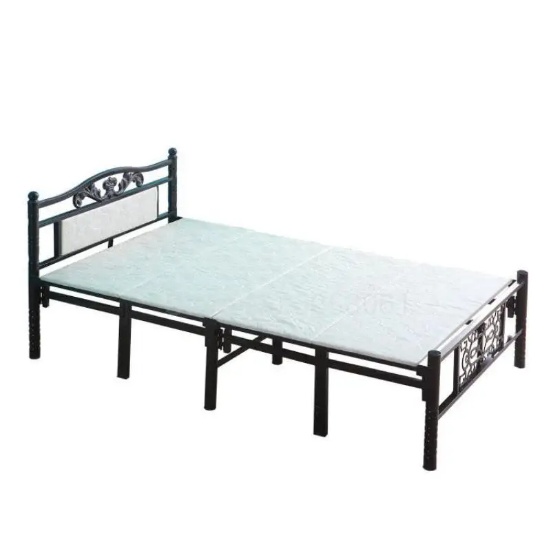 

Folding bed reinforcement home simple rental house portable office lunch break double simple wrought iron single bed