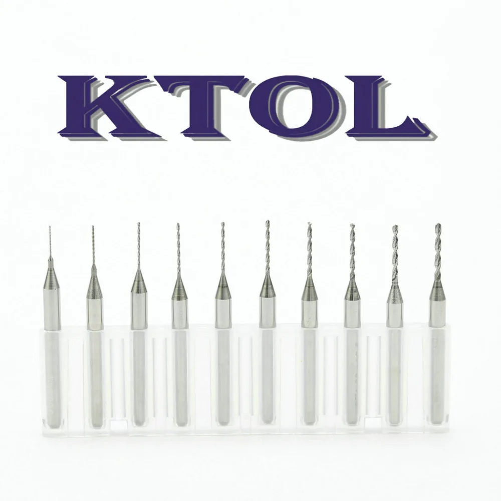 

KTOL 0.1-1.0mm Carbide Mini CNC PCB Drill Bits Router Tools Milling Cutter Set 10pcs