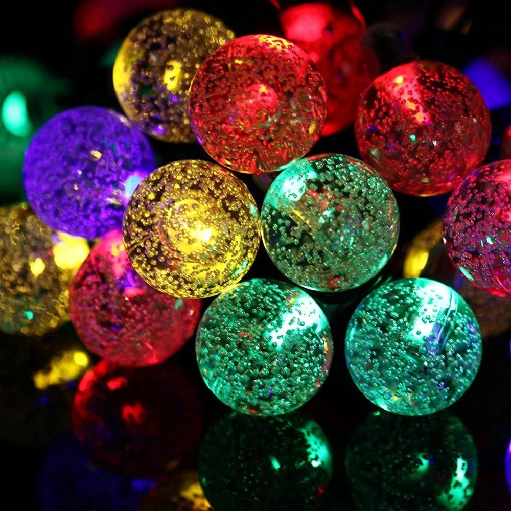 30 LED 21ft Solar Powered Crystal Ball Lights Fairy String Light for