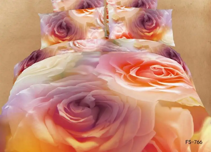 3D Yellow rose floral flower print bedding set king queen size duvet