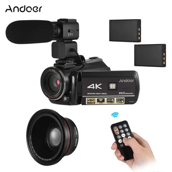 

Andoer AC3 Video Digital Camera Camcorder 24MP WiFi Hot Shoe Mount with 2pcs Batteries+0.39X Wide Angle Lens+Microphone Camera