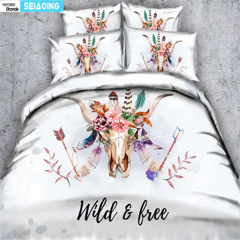 Indian Style Horns Feather Arrow Bed Linens Duvet Cover Pillow