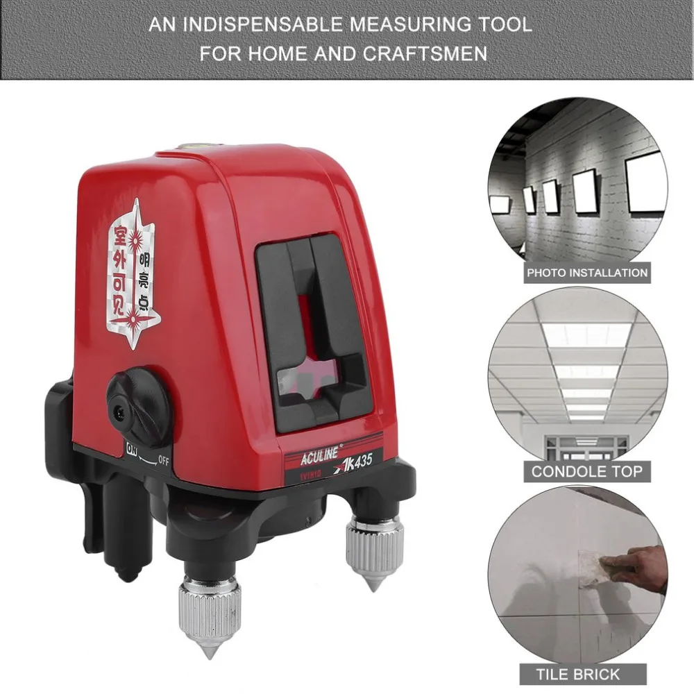 

AK435 2 Line 1 Point Laser Spirit Level 360 Degree Self-Leveling Measuring Tool Multifunctional Cross Line Laser Tool