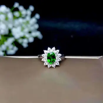 

shilovem 925 sterling silver Natural diopside Ring fine Jewelry Customizable women trendy wedding open wholesale lj2.50501agt