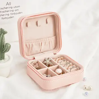 

Fashion Portable Travel Earrings Rings Bracelet Storage Box Jewelry Organizer Container