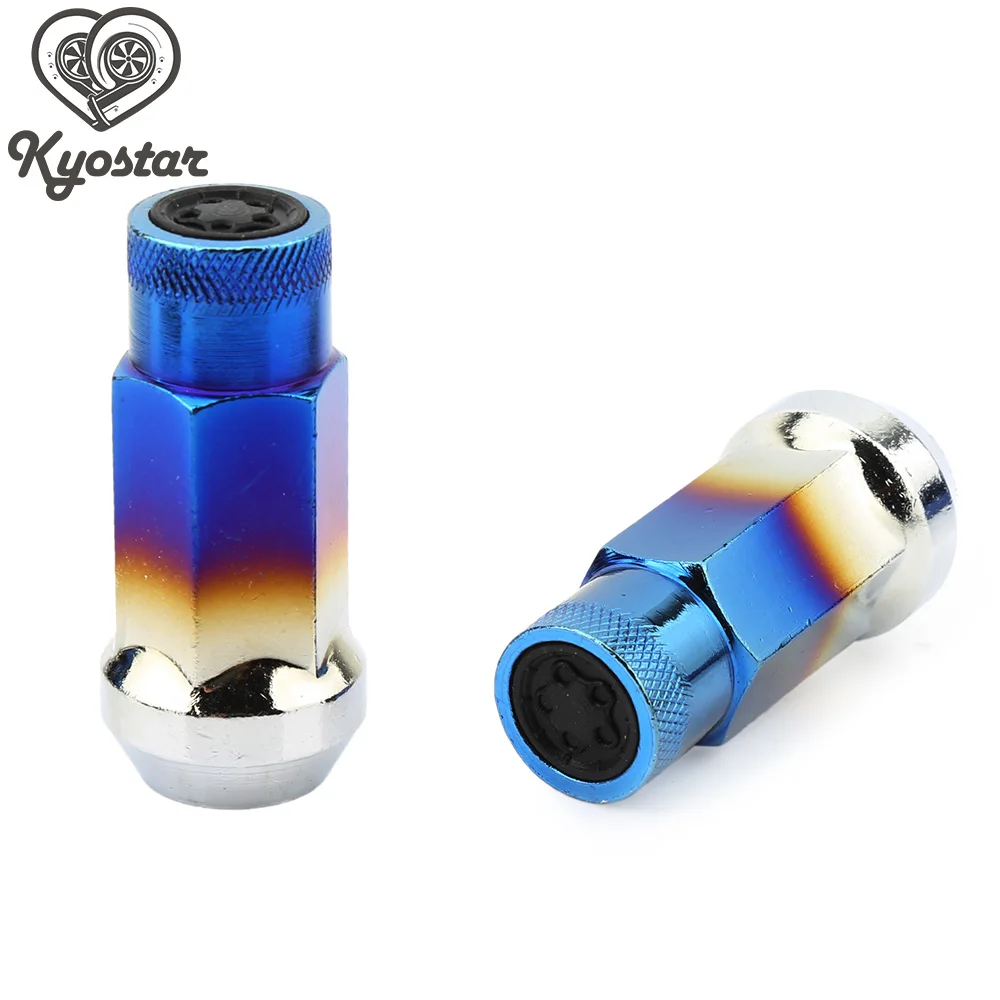 Neo Chrome Wheel Lug Nuts 20pcs M12x1.5 Rainbow Racing Steel Lock Lug