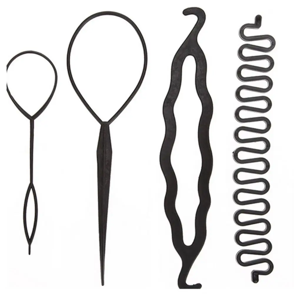 

Hot Hair Styling Tools Fashion Effective 4 Pcs Barber Bun Hair Roller Styling Hair Braiding Tool Drop shipping