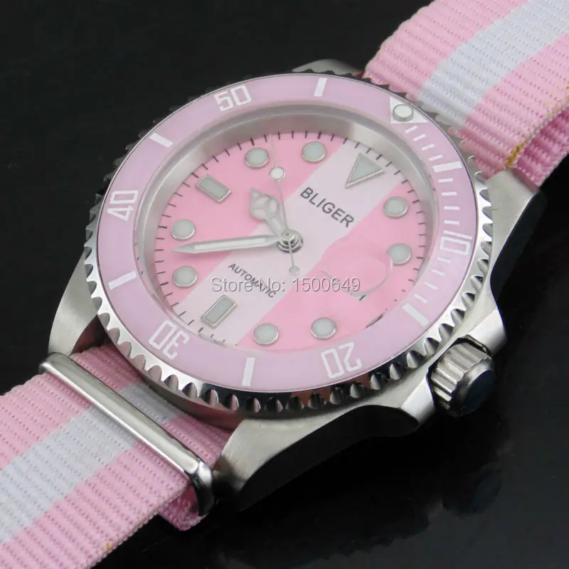 40 мм сапфировое стекло розовый ободок с белым выдели розовый-белый циферблат mingzhu DG2813 автоматический механизм мужские часы